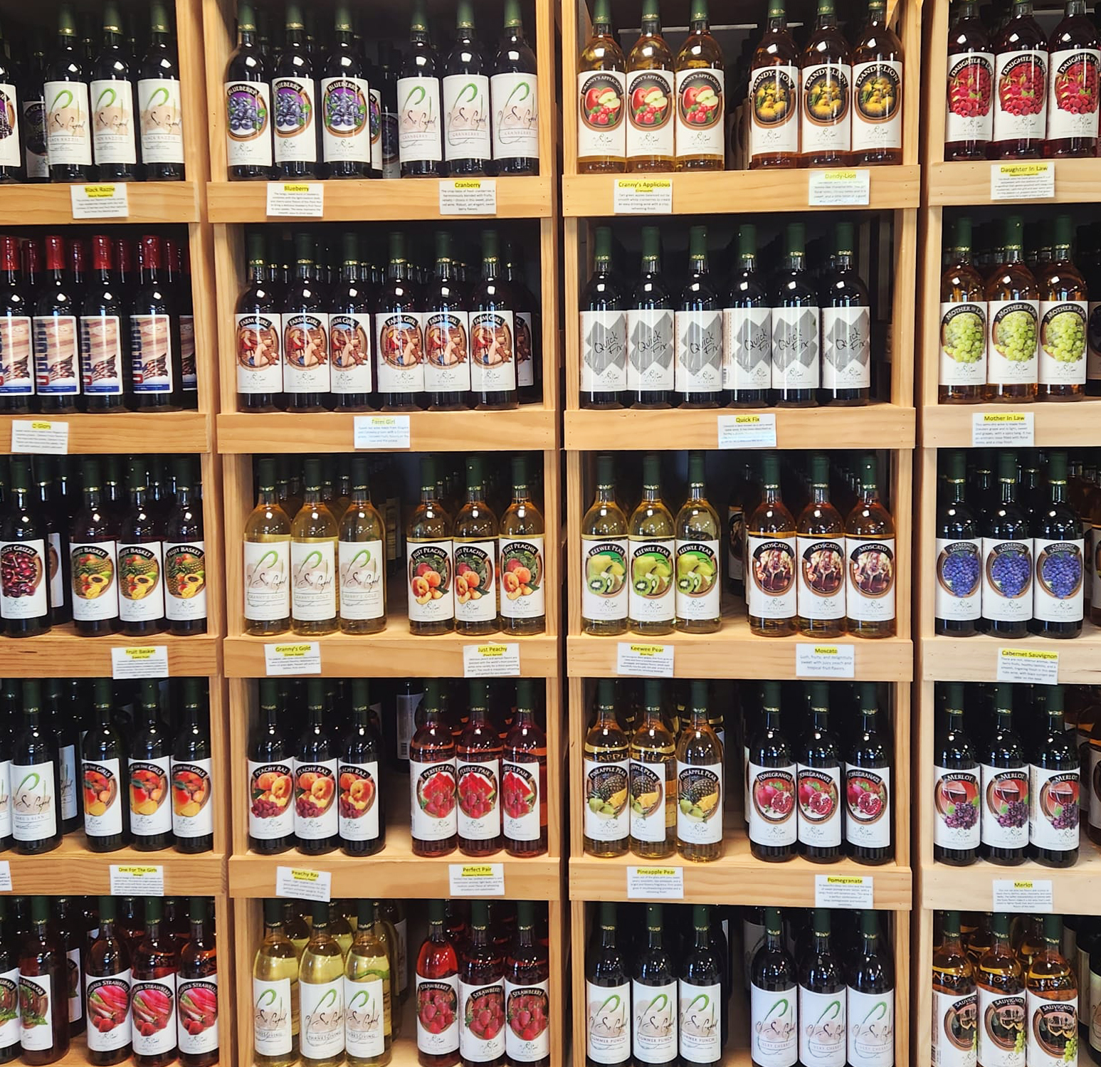 Wine rack at O So Good Winery